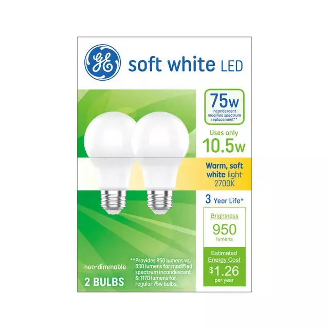 Ge Led Light Bulbs A19 General Purpose Bulbs 75 Watt Replacement Soft White 1
