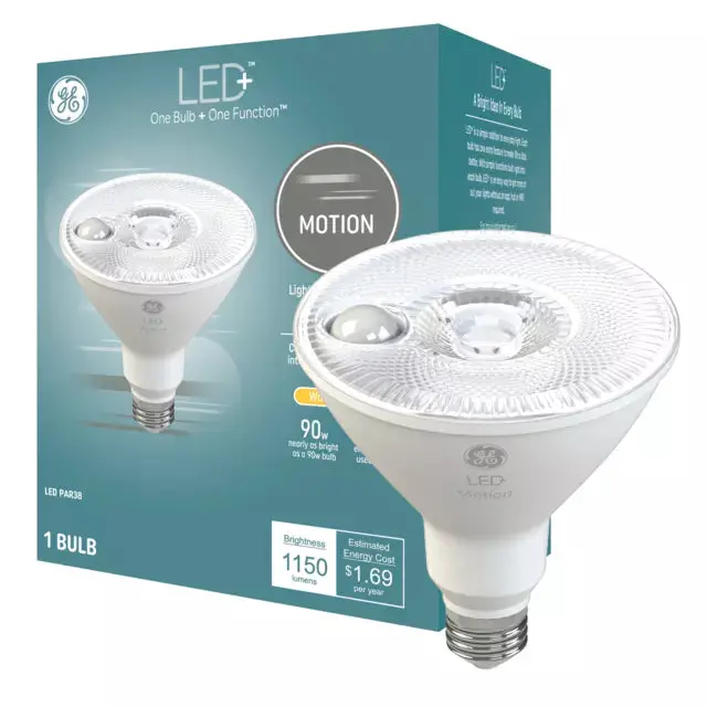 Ge Led+ Motion Sensor Led Light Bulb, Par38 Outdoor Security Floodlight 1