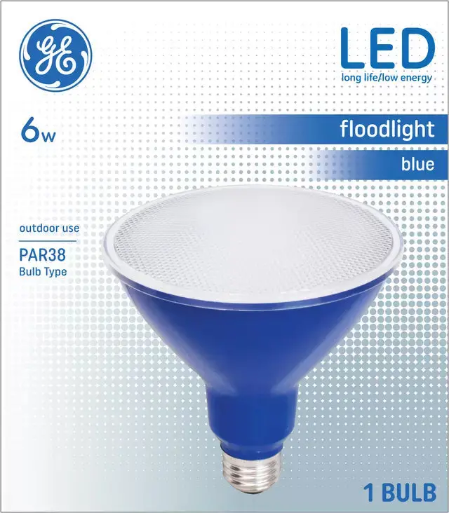 Ge Lighting Classic Led 6 Watts, Blue Light, Par38 Outdoor Floodlight Bulbs (1 Pack) 1