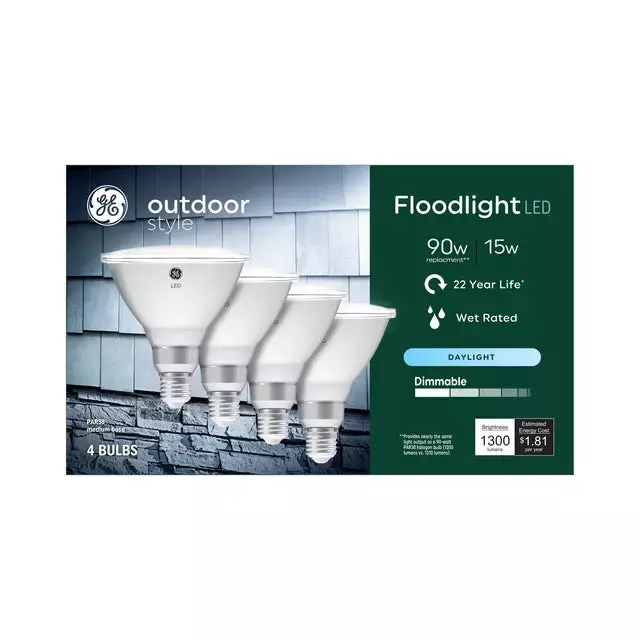 Ge Lighting Ge Outdoor Style Par38 Led Light Bulb, 90 Watt Replacement Outdoor Floodlight, Daylight (4 Pack) 1