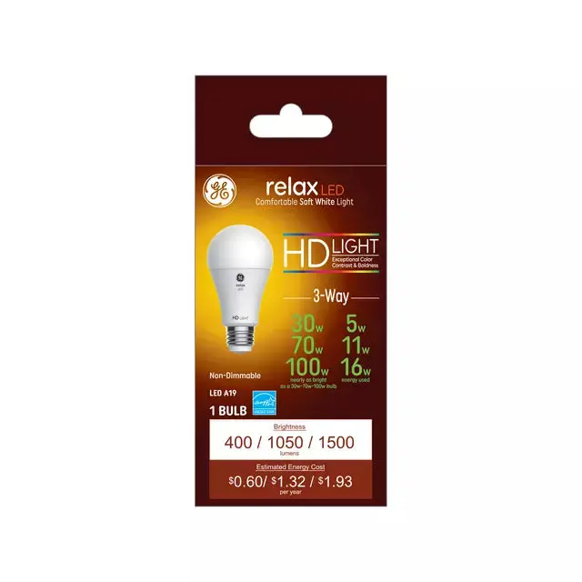 Ge Lighting Ge Relax Hd A19 Led Light Bulb 3-Way Light Bulb 100/70/30 Watt Replacement 1