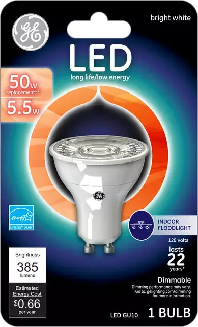 Ge Lighting Ge Warm White 50W Replacement Led Dimmable Track Recessed Gu10 Base Mr16 Light Bulb 1