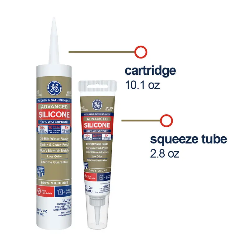 Ge Sealants Advanced Silicone 2® Kitchen & Bath Sealant 10.1 Oz. White 1