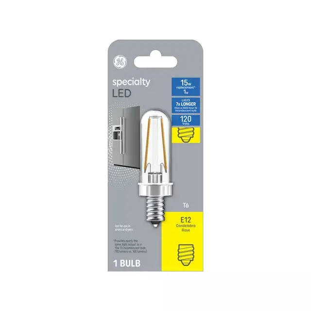 Ge Specialty T6 Led Light Bulb Appliance Bulb 15 Watt Replacement E12 Candelabra Base 1