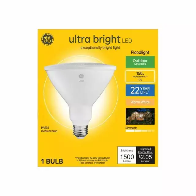 Ge Ultra Bright Led 150 Watt Replacement Warm White Par38 Outdoor Floodlight Bulb 1