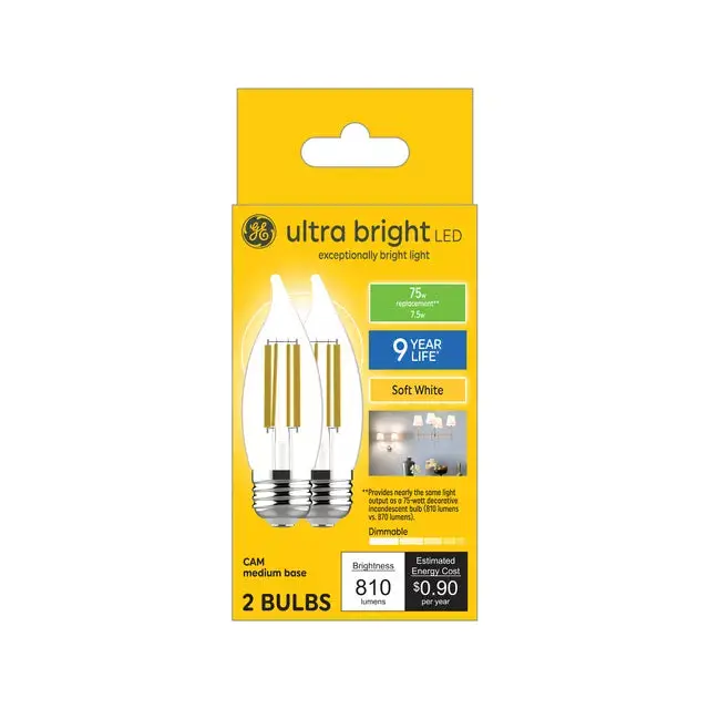 Ge Ultra Bright Led 75 Watt Replacement Soft White Ca11 Deco - Candle Bulbs 1