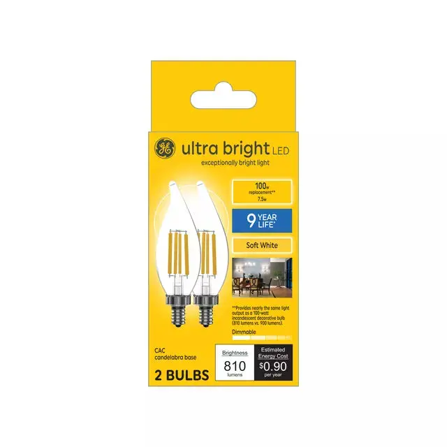 Ge Ultra Bright Led 75 Watt Replacement Soft White Ca11 Deco - Candle Bulbs 1