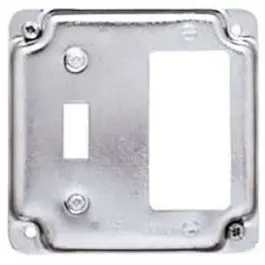 Gfi Box Cover & Single Toggle, Flat Cover Square, Steel,  4-In. 1