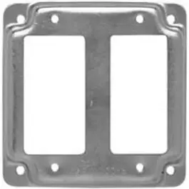 Gfi Receptacle Box Cover, Double, Flat Corner Square, Exposed, Steel, 4-In. 1