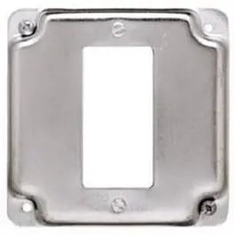 Gfi Receptacle Box Cover, Single, Flat Corner Square, Steel, 4-In. 1