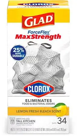 Glad Forceflex Maxstrength™ With Clorox® Bags Lemon Fresh Bleach Scent 1