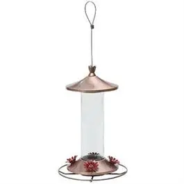 Glass Hummingbird Feeder, Elegant Copper 1