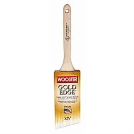 Gold Edge Paint Brush, Angle Sash, White & Gold, 2-In. 1