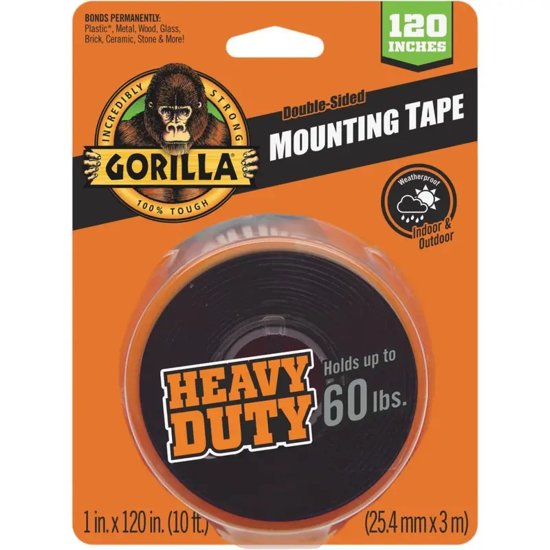 Gorilla 1 In. X 120 In. Black Heavy Duty Double-Sided Mounting Tape (60 Lb. Capacity) 1