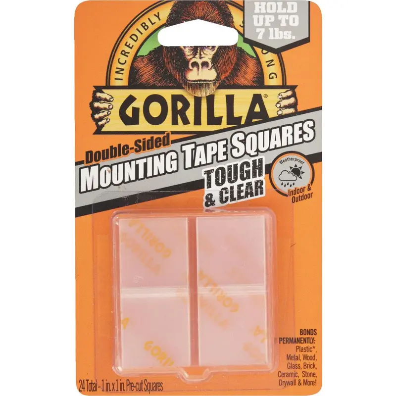 Gorilla Glue 1 In. X 1 In. 7 Lb. Capacity Permanent Clear Mounting Squares (24-Pack) 1
