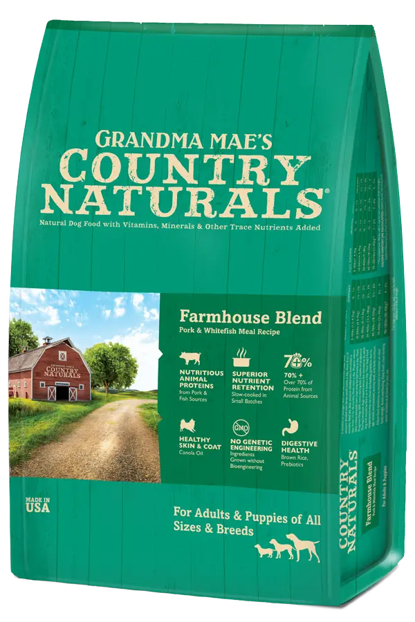 Grandma Mae's Country Naturals Farmhouse Blend Pork & Fish Entrée Dry Dog Food 1