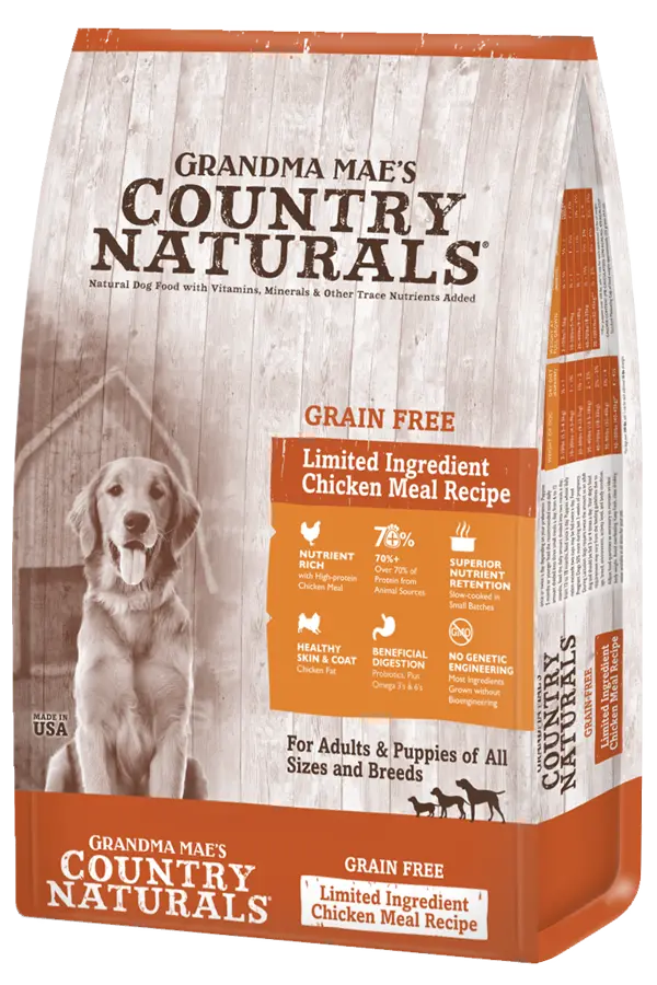 Grandma Mae's Country Naturals Grain Free Limited Ingredient Chicken Meal Recipe Dog Food 1