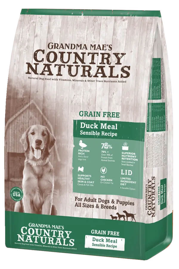 Grandma Mae's Country Naturals Limited Ingredient Diet Grain Free Duck Meal Recipe Dry Dog Food 1