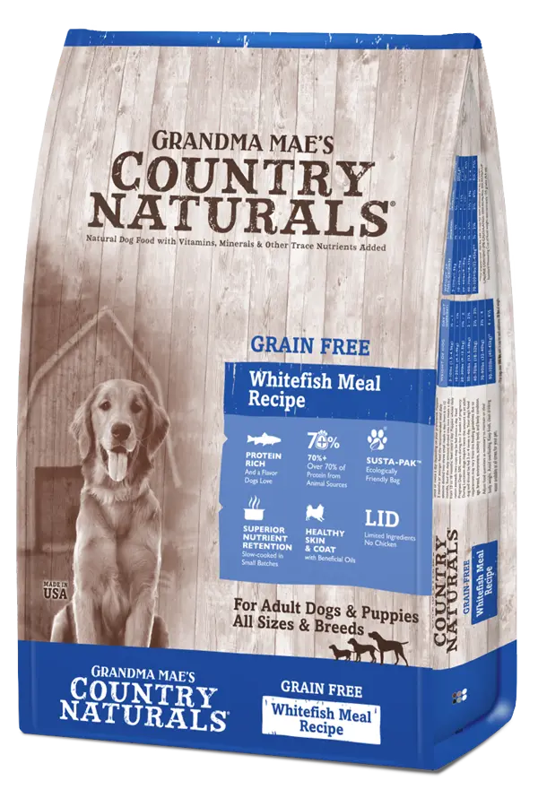 Grandma Mae's Country Naturals Limited Ingredient Diet Grain Free Whitefish Meal Recipe Dry Dog Food 1