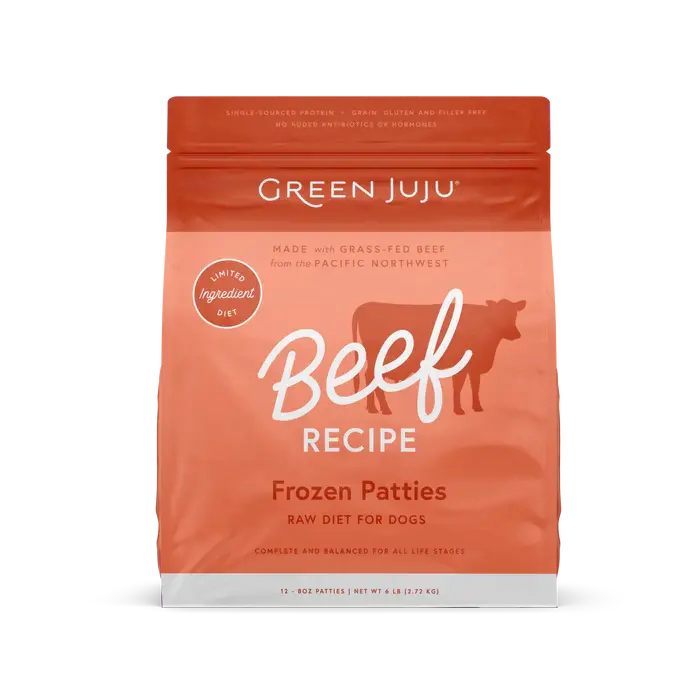 Green Juju Beef Recipe Frozen Patties & Sliders For Dogs 1