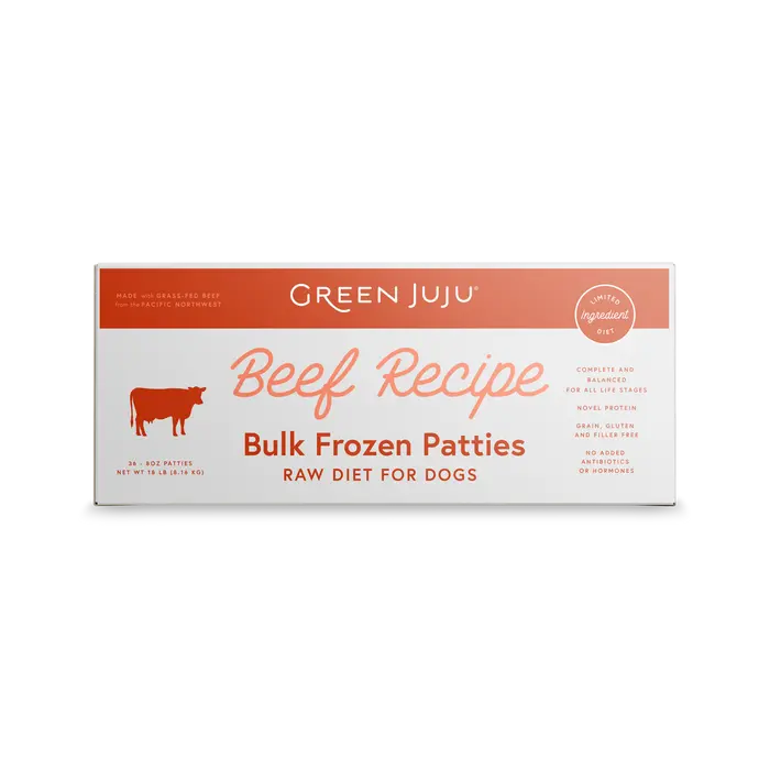 Green Juju Beef Recipe Frozen Patties & Sliders For Dogs 1