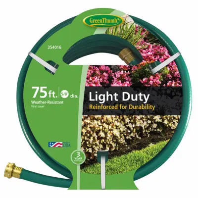 Green Thumb Garden Hose Nylon-Reinforced 3-Ply Vinyl Light Duty 1