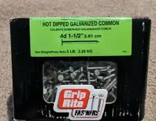 Grip-Rite 4D 1-1/2 In. Common Hot-Dipped Galvanized Steel Nail Round 5 Lb. 1