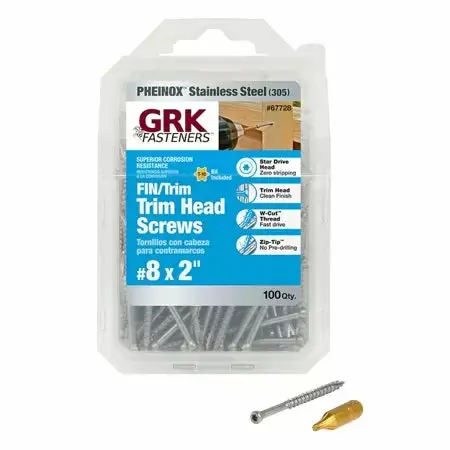 Grk Fasteners  Pheinox Fin/Trim Finishing Trim Head Screw, #8 X 2" 1