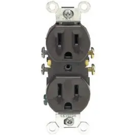 Grounding Duplex Receptacle, Residential Grade, Brown, 15-Amp, 125-Volt 1