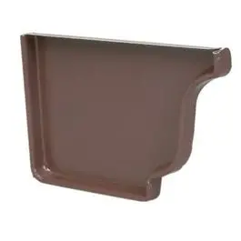 Gutter End Cap, Left, Brown Aluminum, 5-In. 1