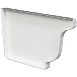 Gutter End Cap, Left, White Aluminum, 5-In. 1