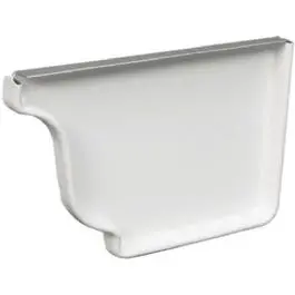 Gutter End Cap, Right, White Aluminum, 5-In. 1