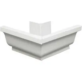 Gutter Outside Mitre, White Aluminum, 5-In. 1