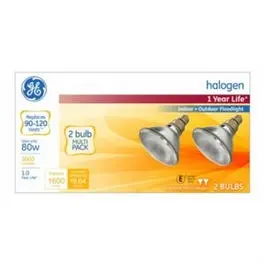 Halogen Flood Light Bulbs, Par 38, Indoor/Outdoors, 80-Watts, 2-Pk. 1