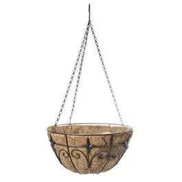 Hanging Plant Basket, Black Finial Motif, 14-In. 1