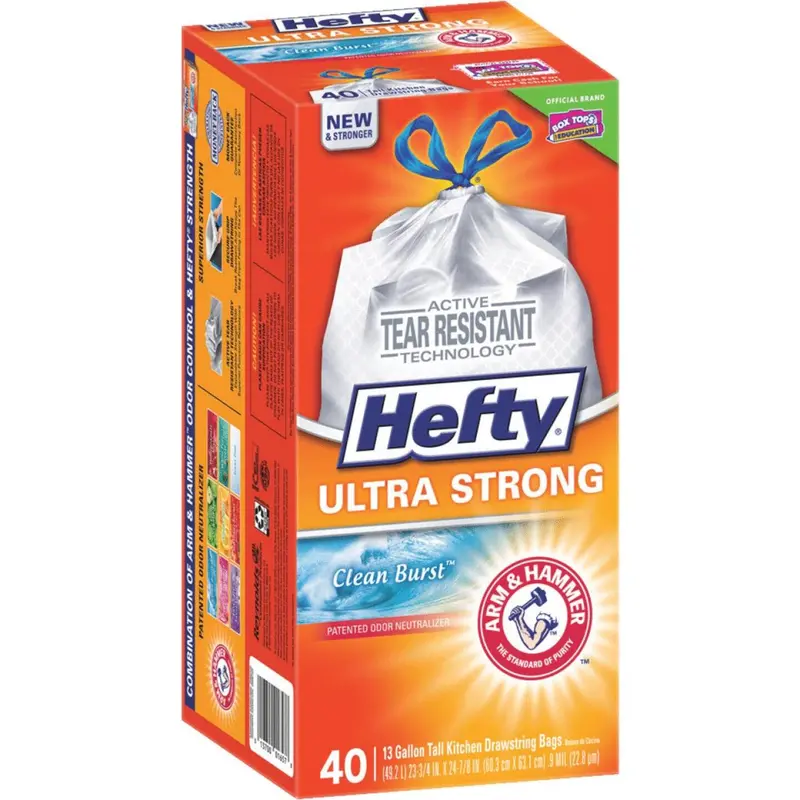 Hefty Ultra Strong 13 Gal. Clean Burst Tall Kitchen White Trash Bag (40-Count) 1