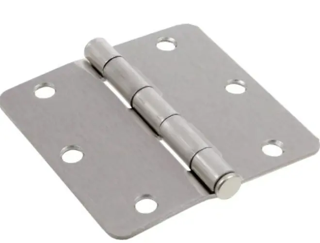 Hillman Group Hardware Essentials 1/4" Round Corner Door Hinge Satin Nickel (3-1/2") 3 Pack 1
