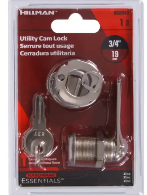 Hillman Hardware Essentials Door/Drawer Utility Cam Lock Keyed-Alike, Zinc (3/4") 1