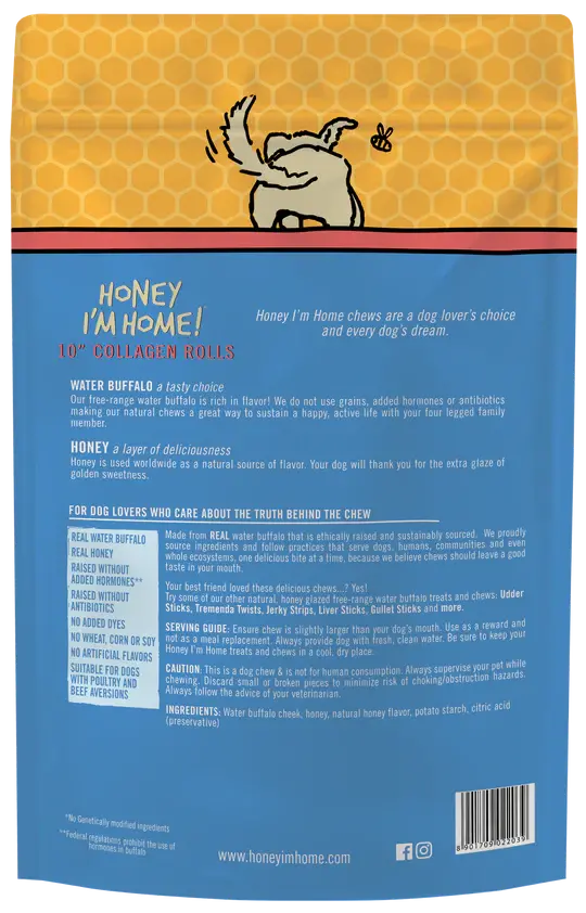 Honey I'm Home Buffalo Collagen Rolls Dog Treats 2
