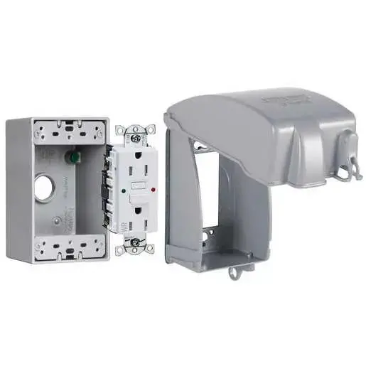 Hubbell Taymac 1-Gang, Complete In-Use Cover Kit - Extra Duty® Hubbell Wrtr 15A Self Test Gfci, Metal In-Use Cover, Box 1