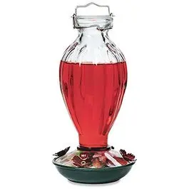 Hummingbird Feeder,  Fluted Glass, 20-Oz. 1