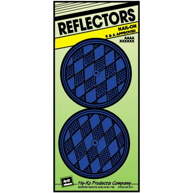 Hy-Ko 3-1/4 In. Dia. Round Blue Nail-On Reflector (2-Pack) 1