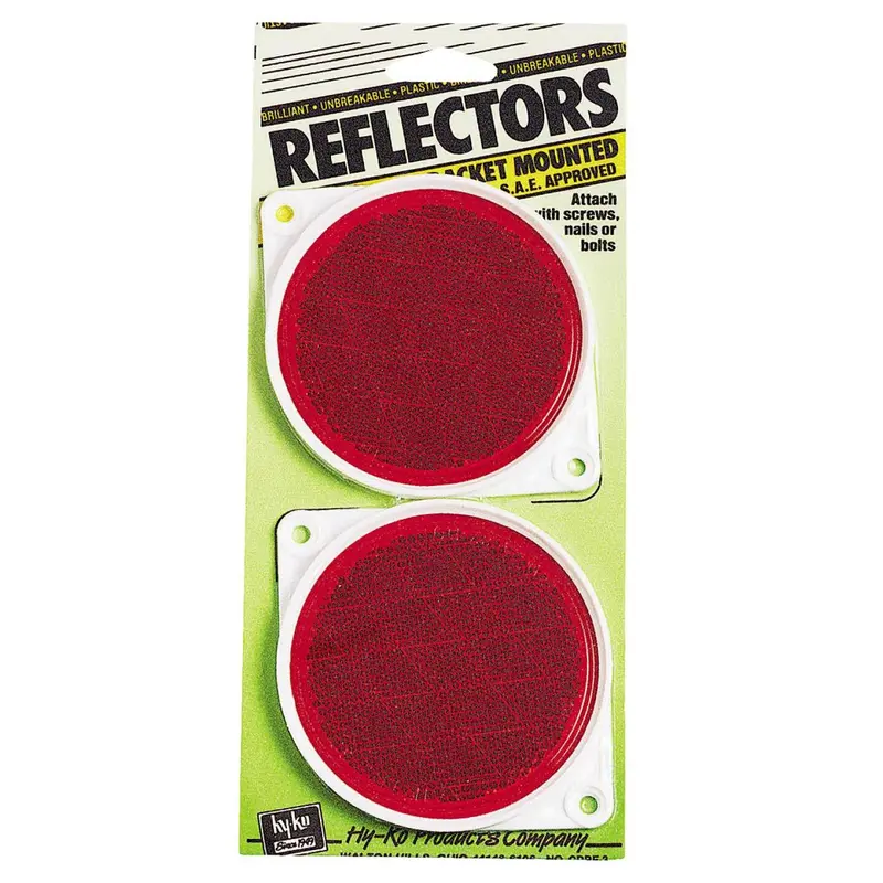 Hy-Ko 3-1/4 In. Dia. Round Red Bracketed Nail-On Reflector (2-Pack) 1