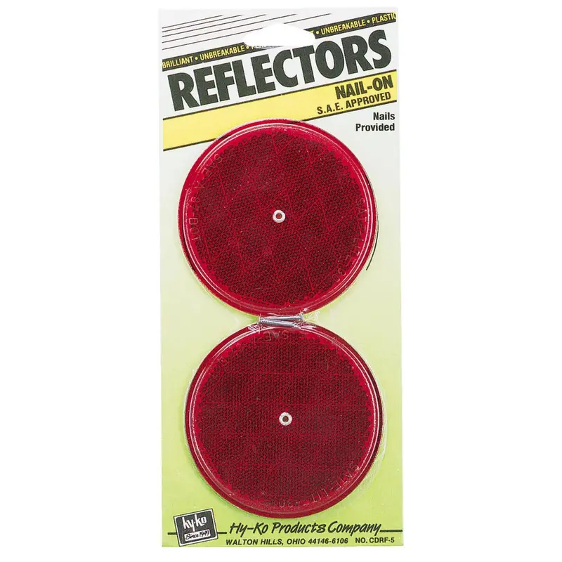 Hy-Ko 3-1/4 In. Dia. Round Red Nail-On Reflector (2-Pack) 1