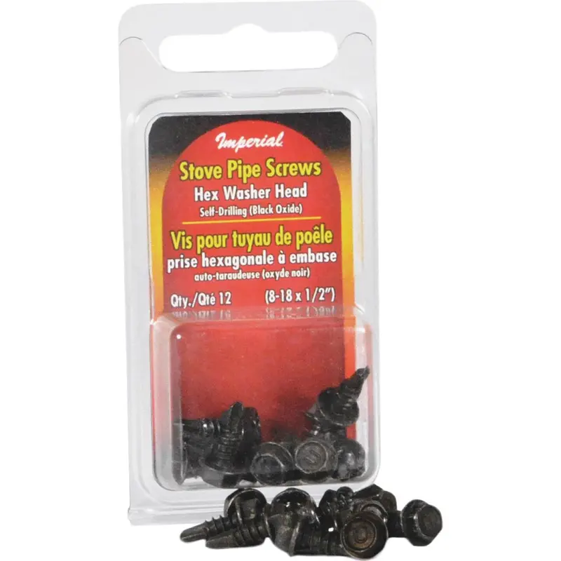 Imperial #8-18 X 1/2 In. Black Oxide Zinc Hex Washer Head Stove Pipe Sheet Metal Screws (12-Pack) 1