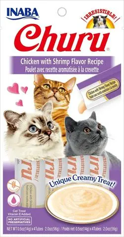 Inaba Churu Purée Chicken With Shrimp Flavor Cat Treat 1