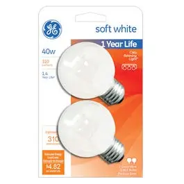 Incandescent Globe Bulb, White, 40-Watts, 2-Pk. 1