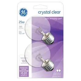 Incandescent Globe Bulbs, Clear, 2-Pk., 25-Watts 1