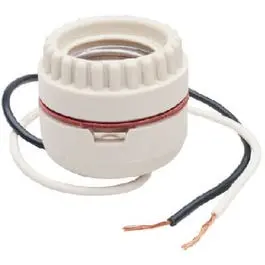 Incandescent Medium Base Porcelain Lampholder, Keyless, 660-Watt, 250-Volt, 2-Pc. Ring With Leads 1
