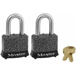 Keyed-Alike Steel Padlocks, Rust-Oleum Finish, Laminated, 2-Pack, 1-1/2 In. 1